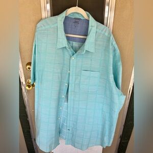 Izod Men's Saltwater Short Sleeve Windowpane Button Down 4XL